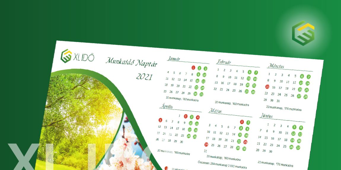 XL IDŐ munkaidő naptár 2021.